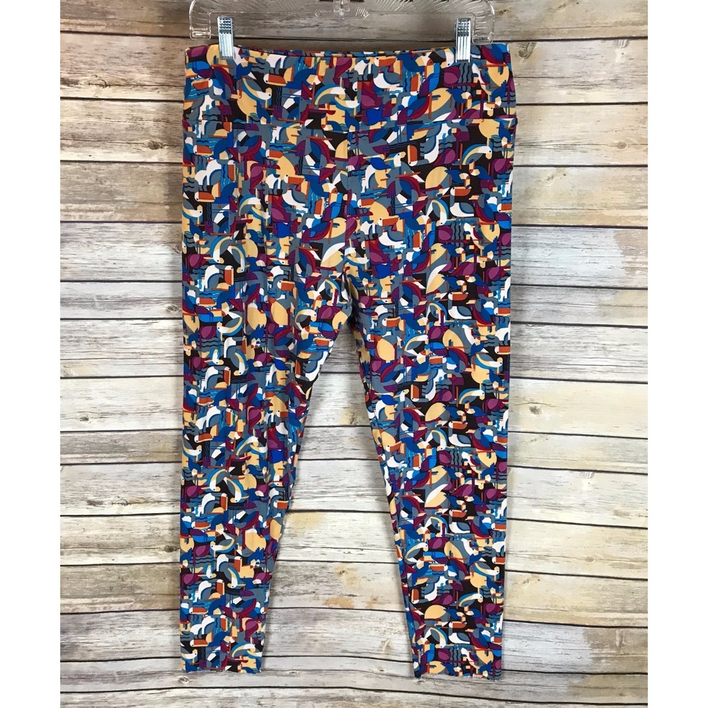 LuLaRoe Tall & Curvy Leggings Bright Multi Color Abstract Print High Rise OS
